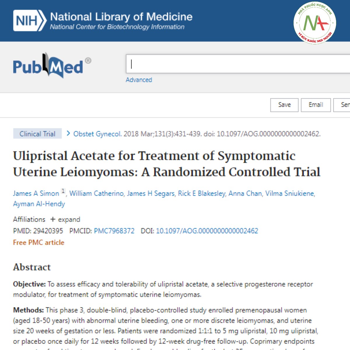 Ulipristal Acetate for Treatment of Symptomatic Uterine Leiomyomas_ A Randomized Controlled Trial