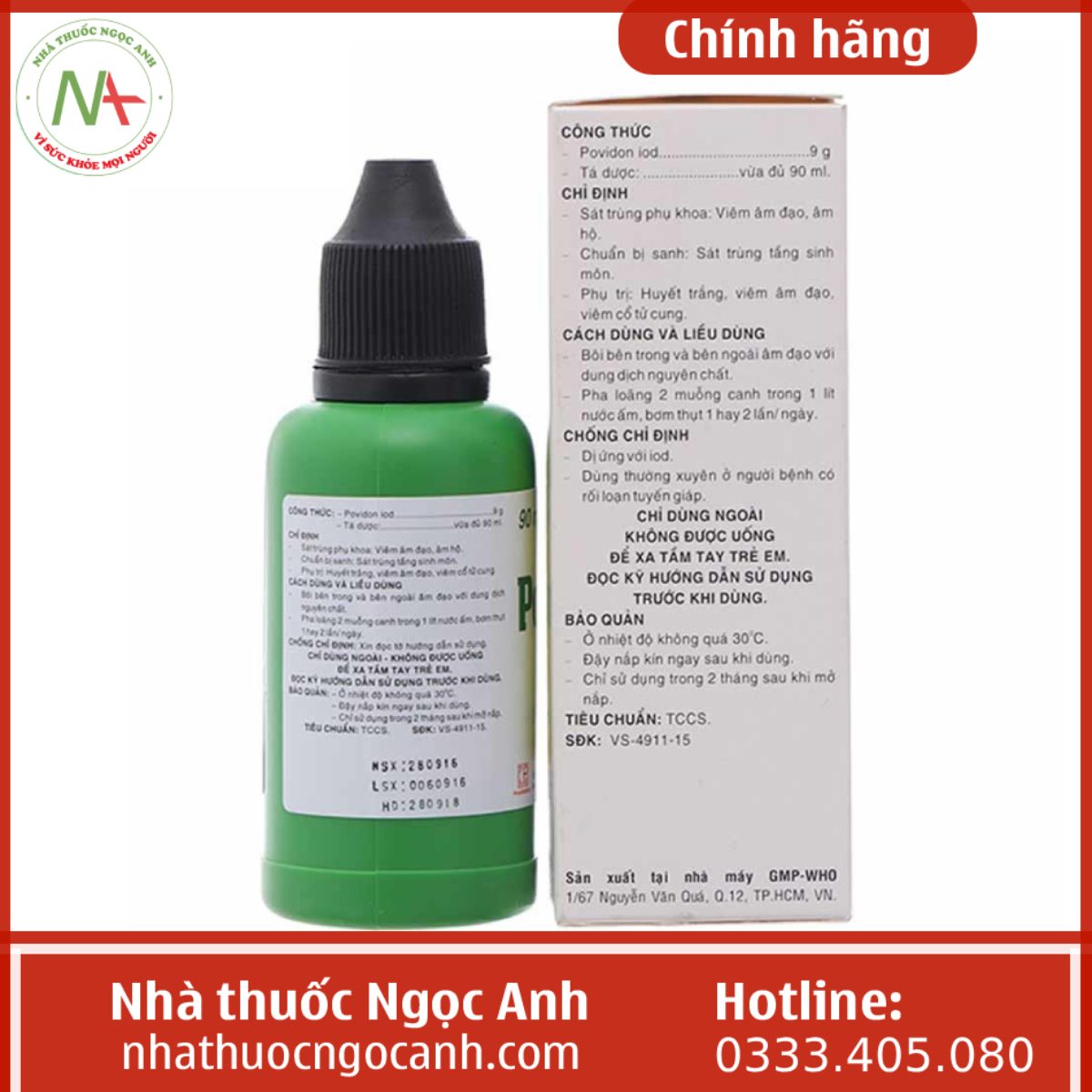 Dung dịch phụ khoa Povidine 10% 90ml