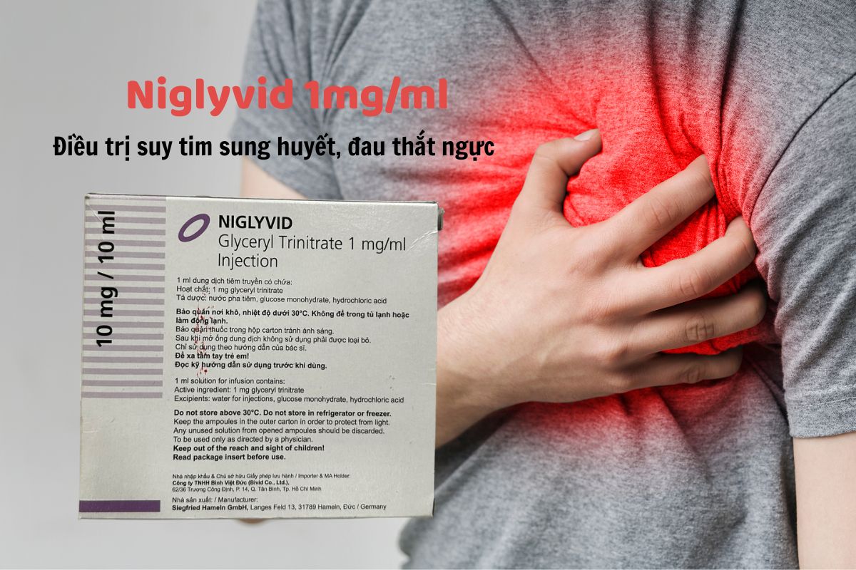 Niglyvid 1mg/ml 5 Niglyvid 1mg/ml - Điều trị suy tim sung huyết, đau thắt ngực