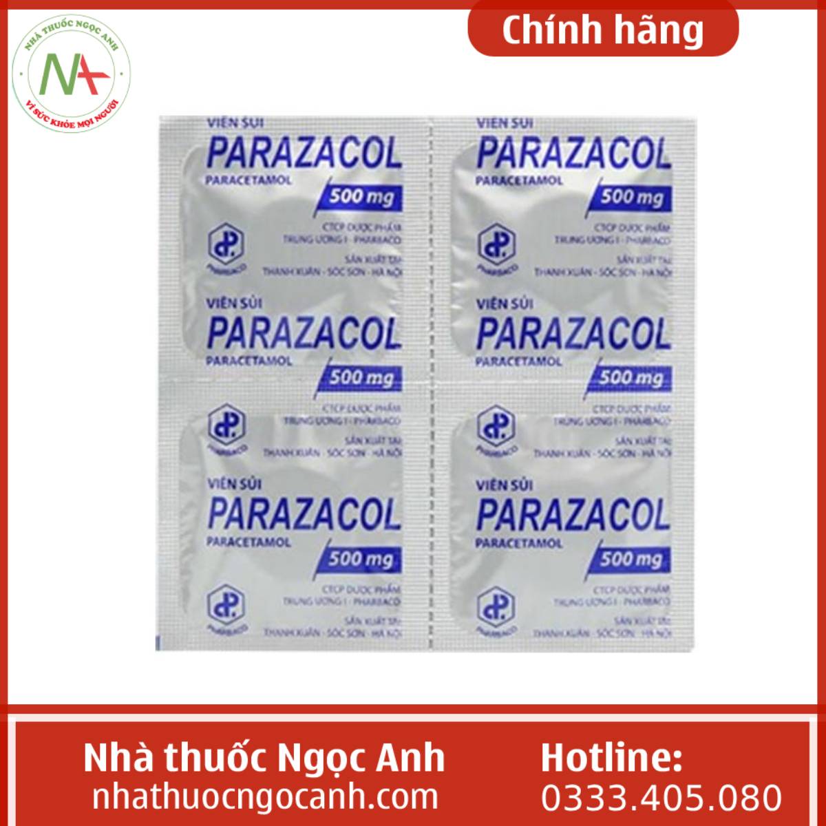 Parazacol 500mg (Viên nén)