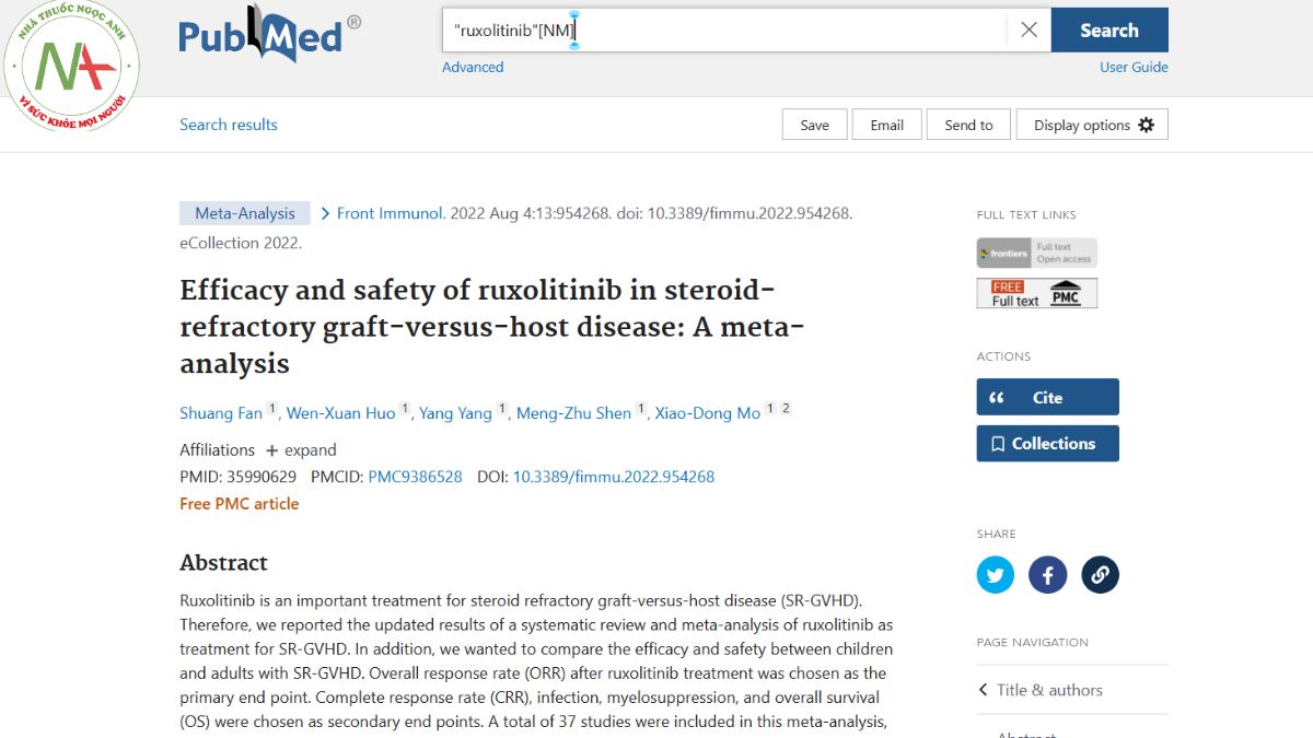 Efficacy and safety of ruxolitinib in steroid-refractory graft-versus-host disease: A meta-analysis
