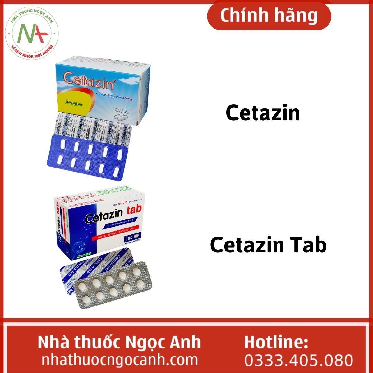 So sánh Cetazin Tab và Cetazin