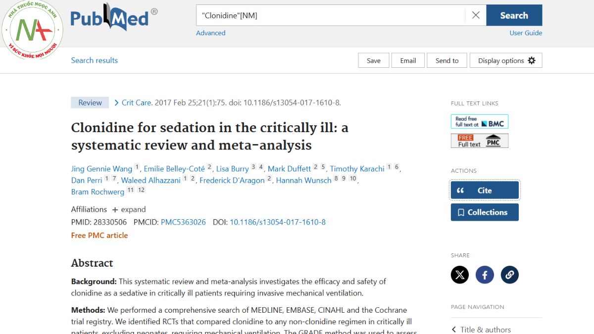 Clonidine for sedation in the critically ill: a systematic review and meta-analysis