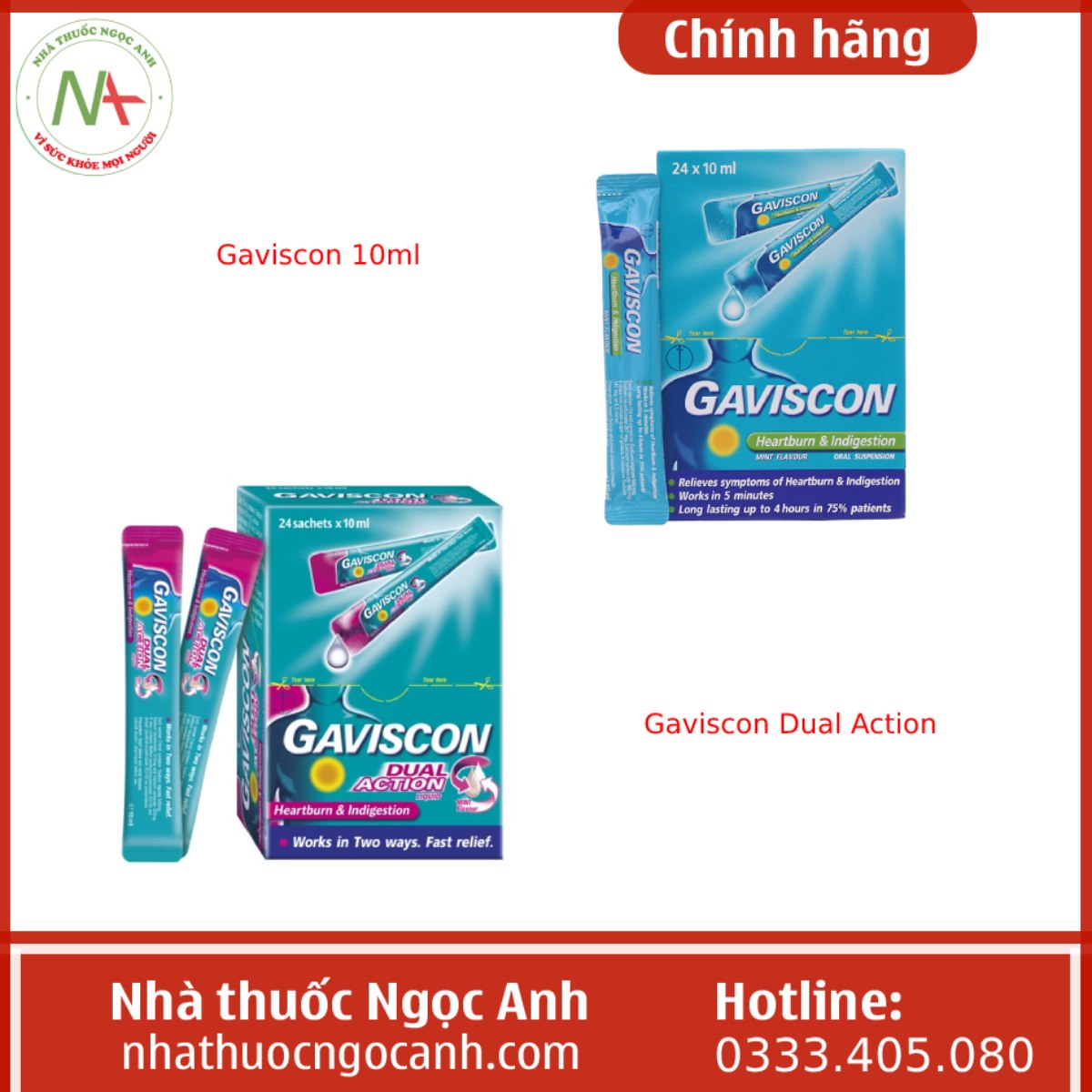 Gaviscon 10ml và Gaviscon Dual Action