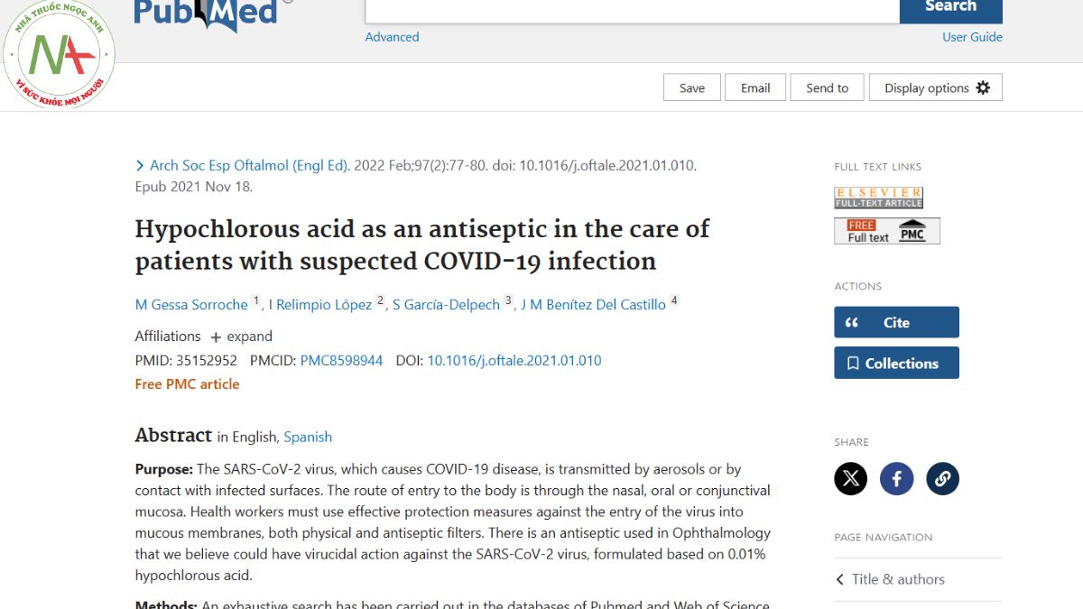 Hypochlorous acid as an antiseptic in the care of patients with suspected COVID-19 infection