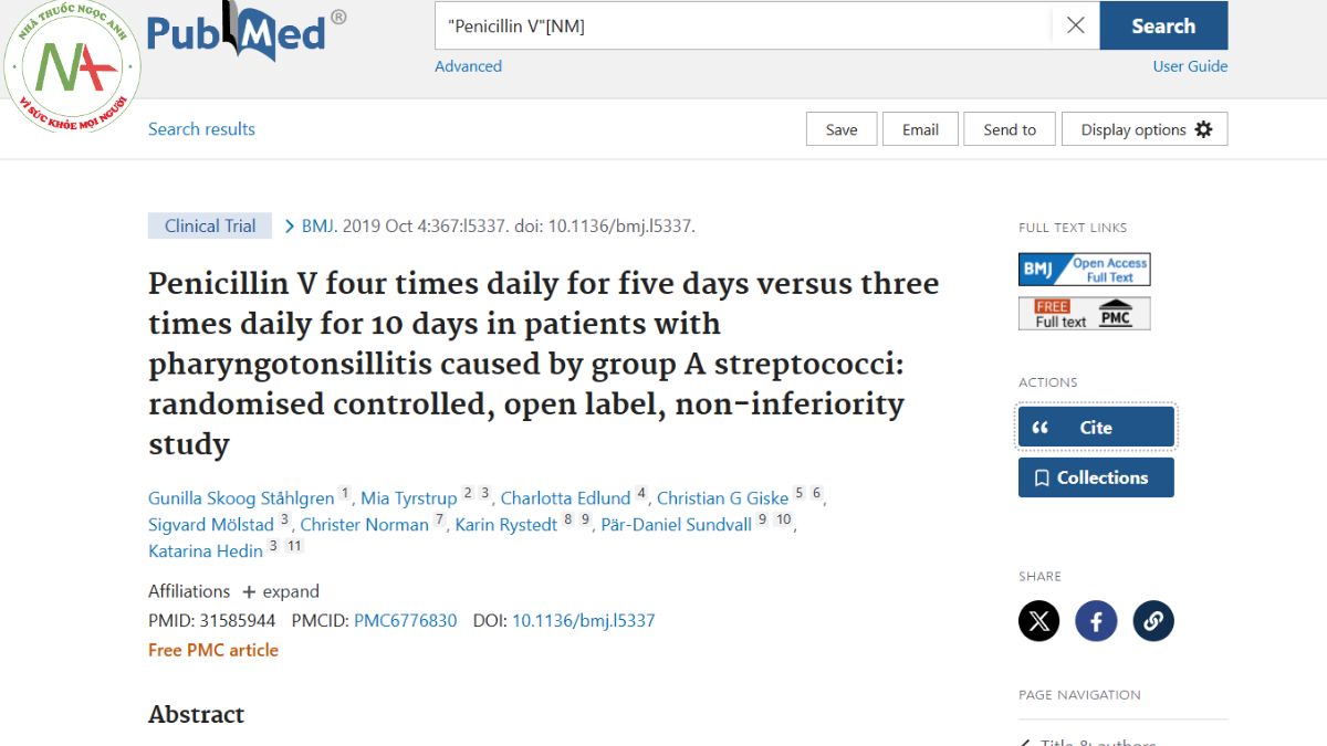 Penicillin V four times daily for five days versus three times daily for 10 days in patients with pharyngotonsillitis caused by group A streptococci: randomised controlled, open label, non-inferiority study