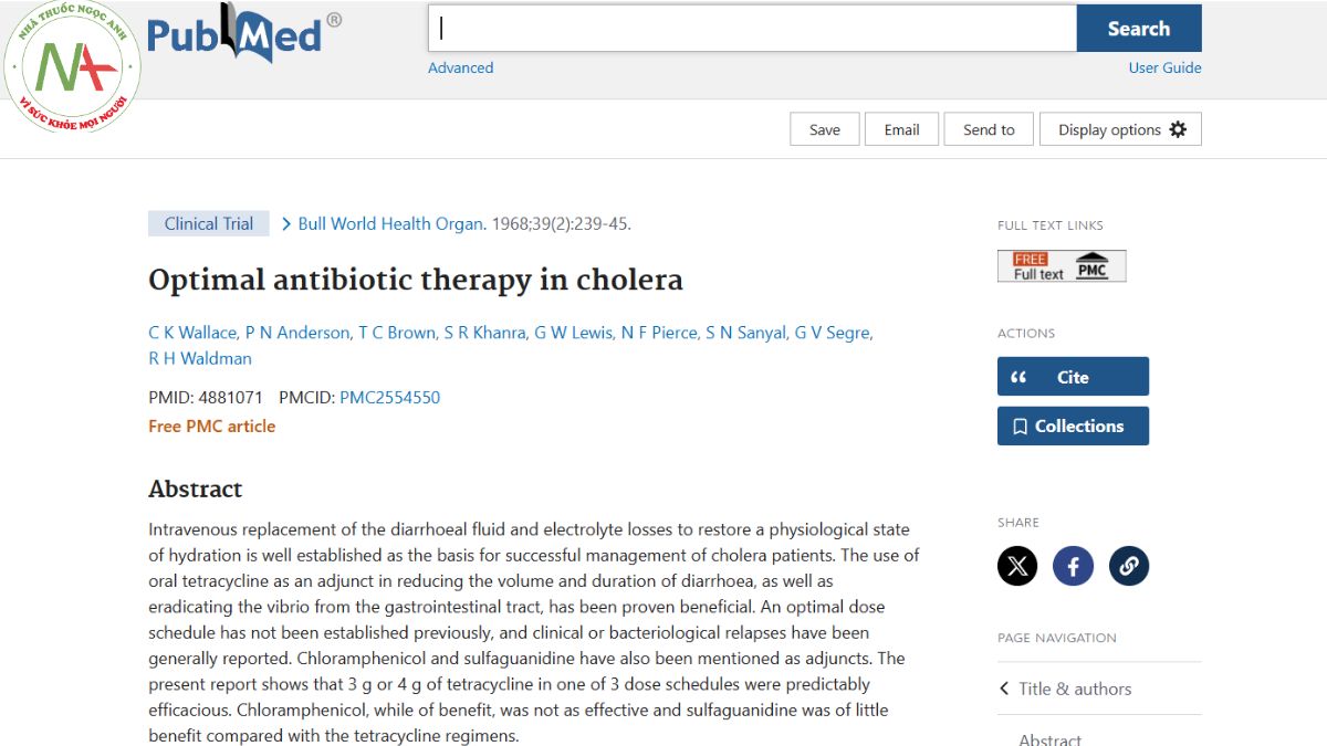 Optimal antibiotic therapy in cholera