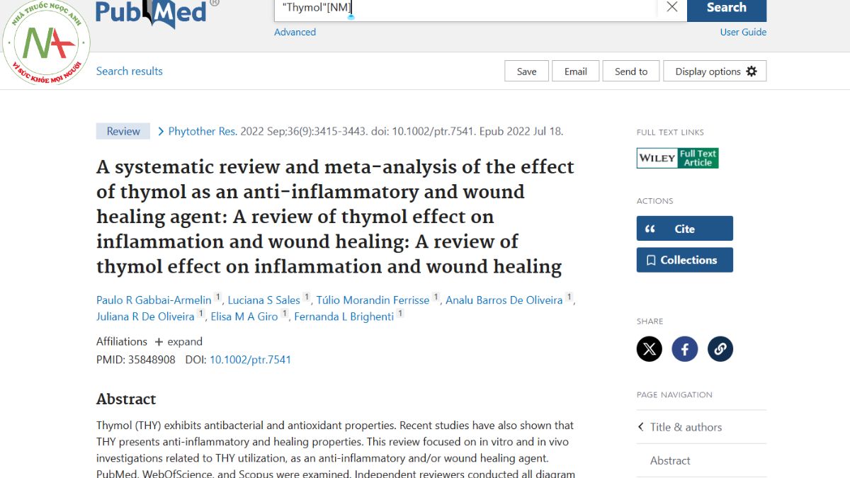 A systematic review and meta-analysis of the effect of thymol as an anti-inflammatory and wound healing agent