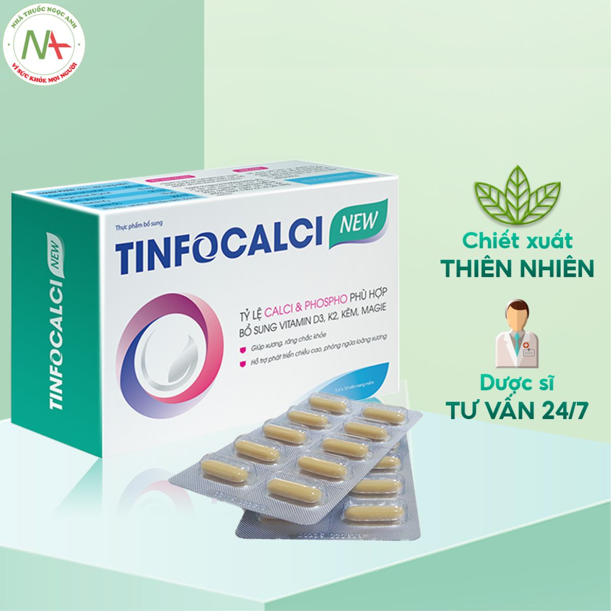 TinfoCalci chứa các thành phần hoàn toàn từ tự nhiên