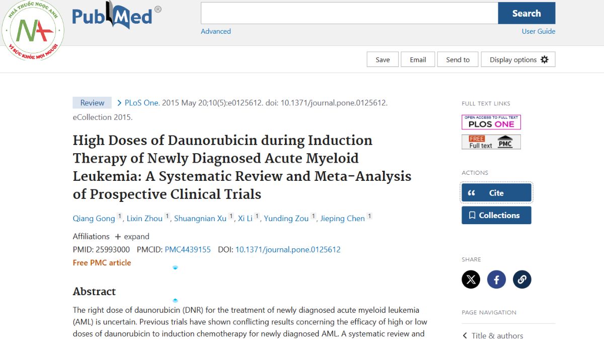 High Doses of Daunorubicin during Induction Therapy of Newly Diagnosed Acute Myeloid Leukemia: A Systematic Review and Meta-Analysis of Prospective Clinical Trials
