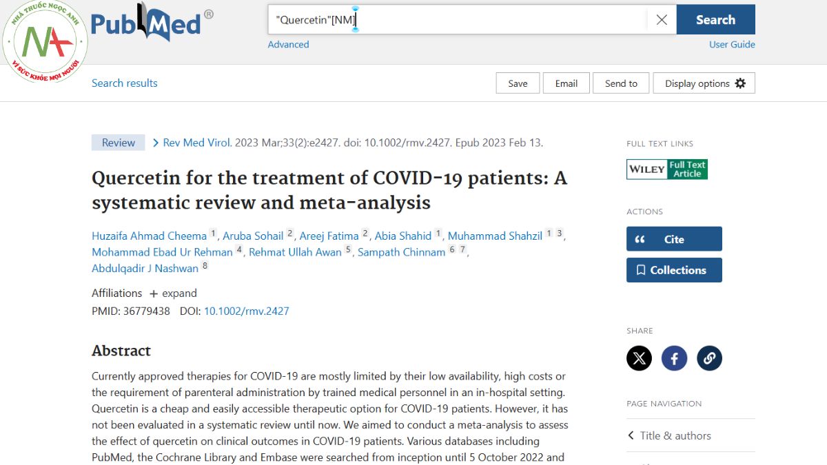 Quercetin for the treatment of COVID-19 patients: A systematic review and meta-analysis