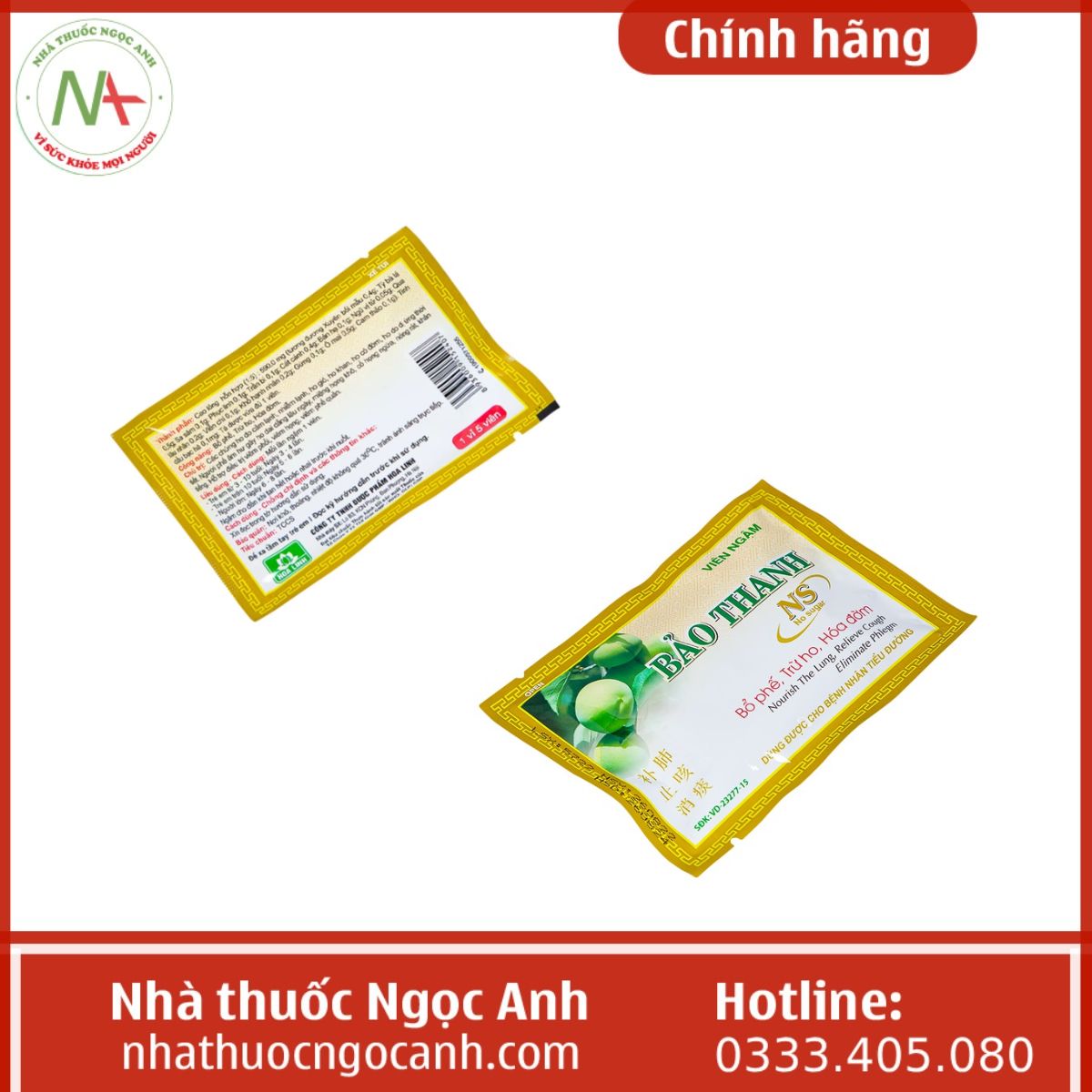 Viên Ngậm Bảo Thanh Không Đường nhathuocngocanh