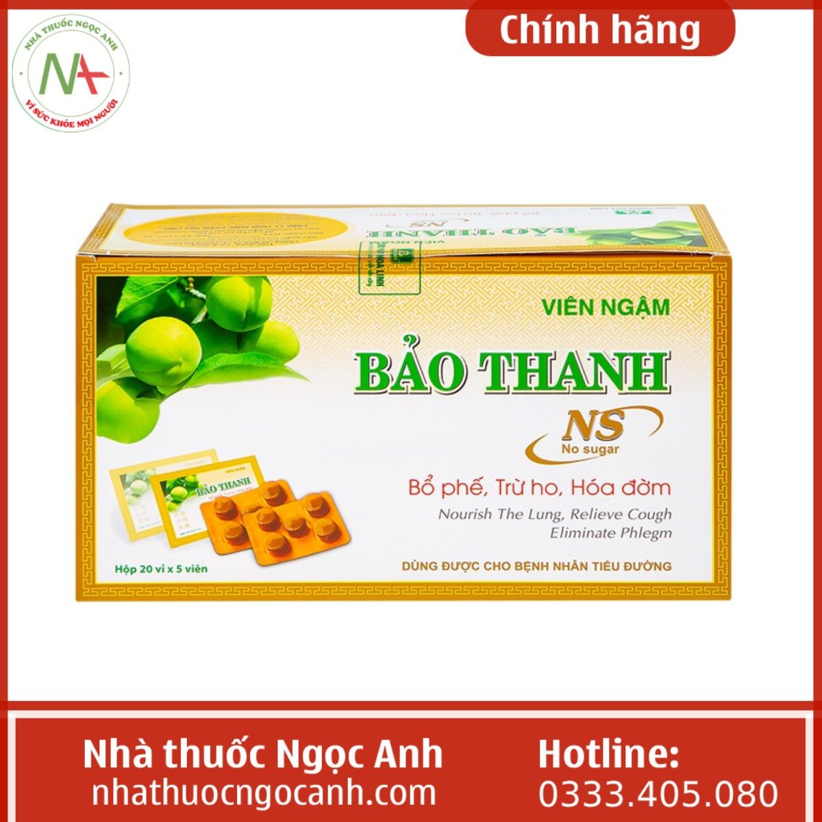 Viên Ngậm Bảo Thanh Không Đường nhathuocngocanh