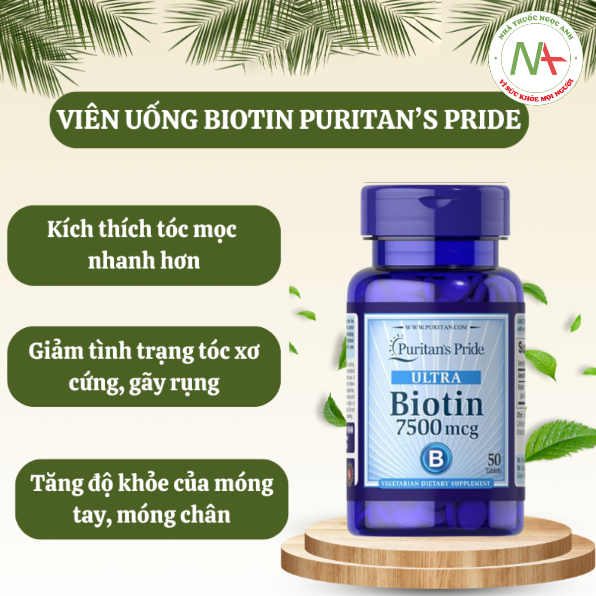 Ultra Biotin 7500mcg Puritan's Pride giúp dưỡng tóc, dưỡng móng, đẹp da