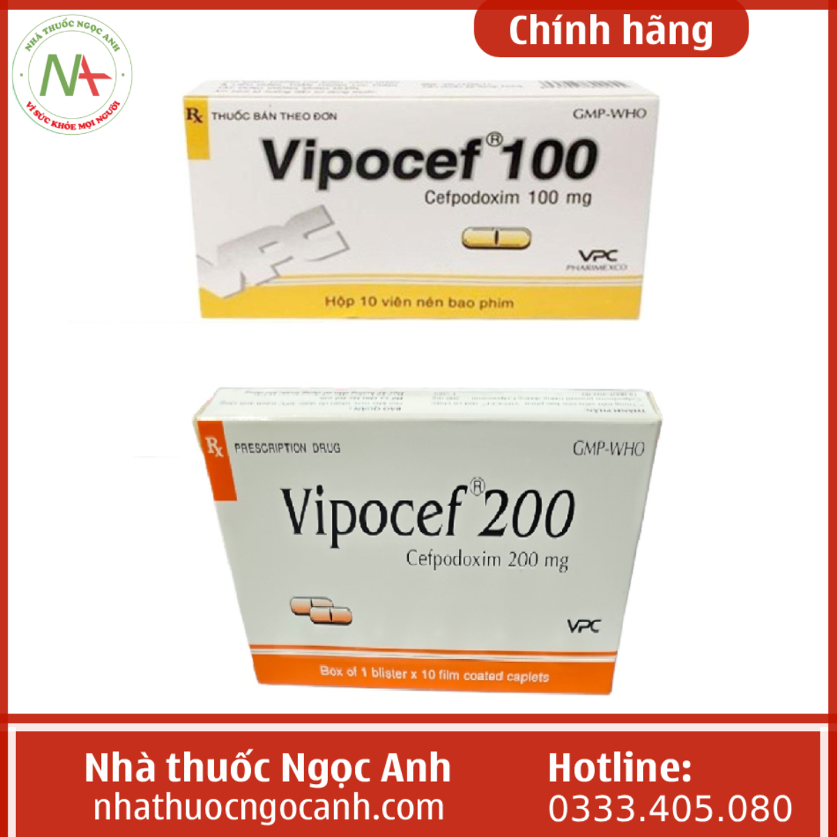 Vipocef 100 và Vipocef 200