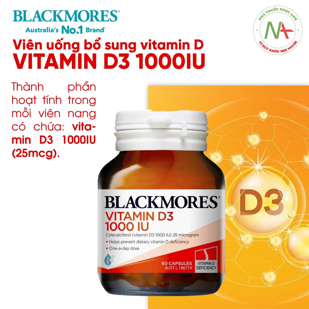 Thành phần của Vitamin D3 1000IU Blackmores