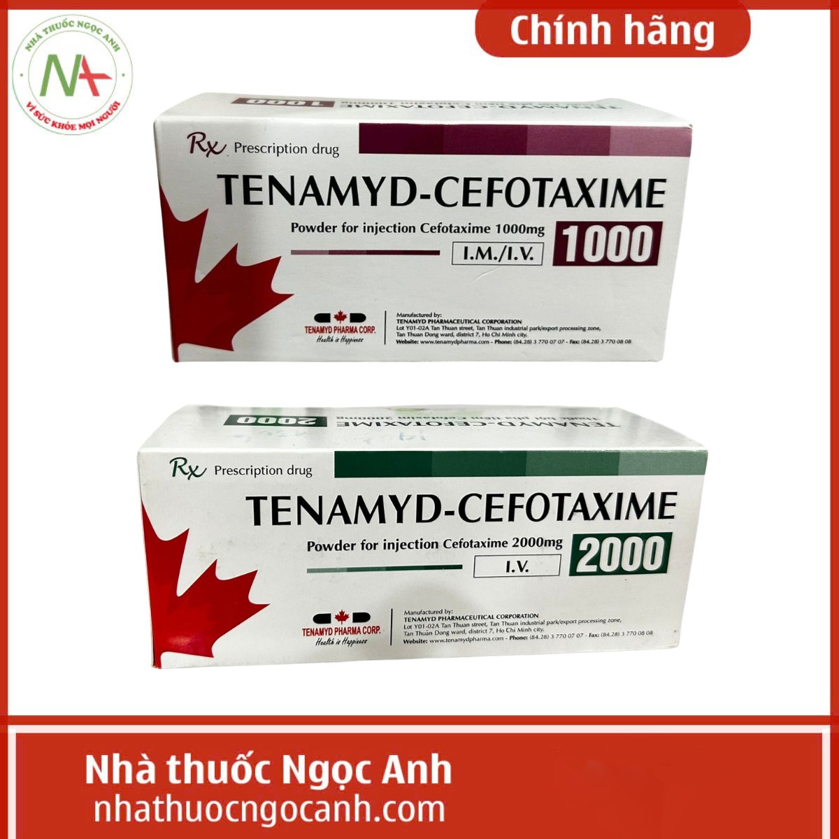 Tenamyd-Cefotaxime 2000 5 So sánh thuốc Tenamyd-Cefotaxime 2000 với Tenamyd-Cefotaxime 1000