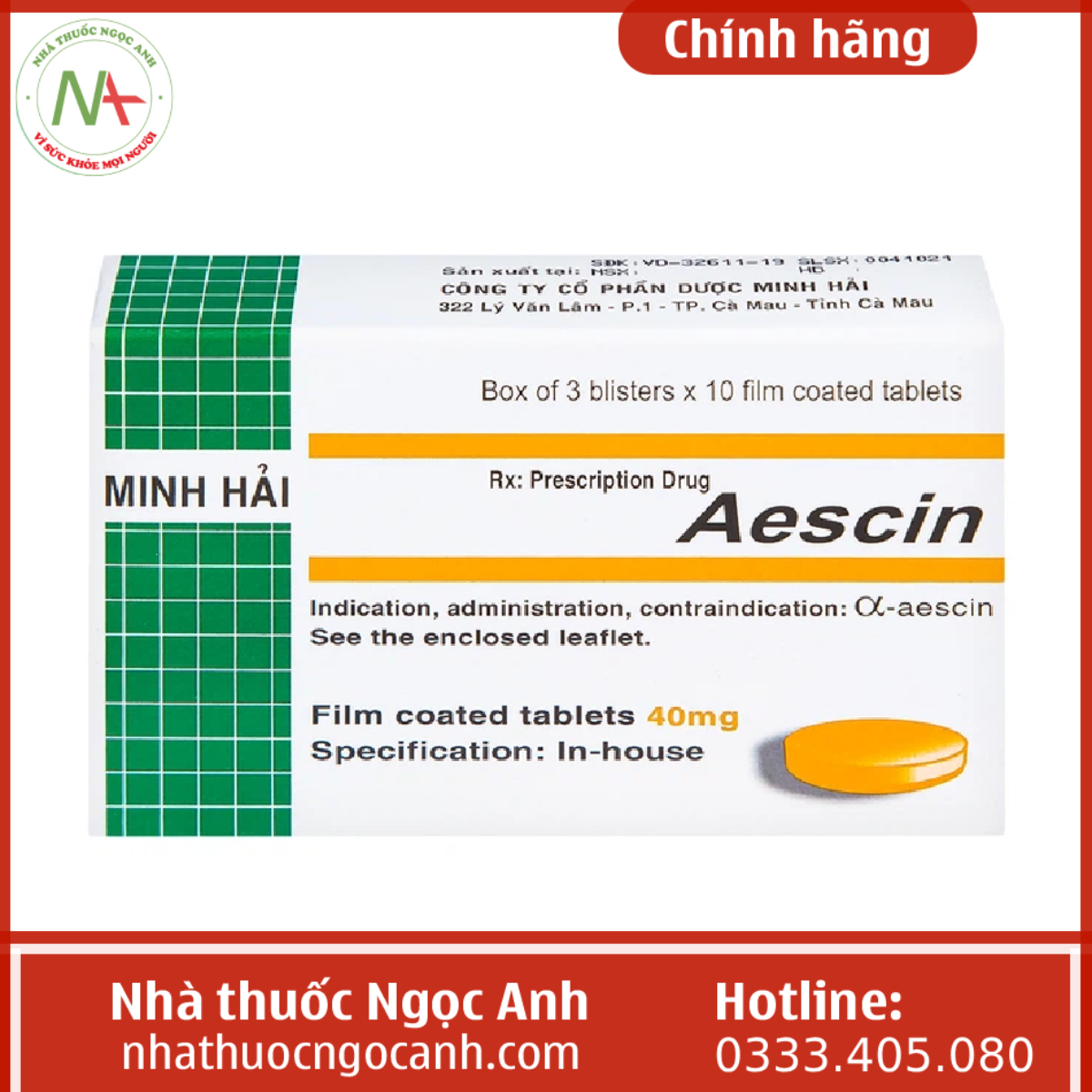Aescin 40mg Minh Hai