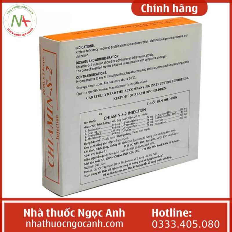 Thuốc Chiamin-S-2 Injection có tác dụng gì, giá bao nhiêu, mua ở đâu?