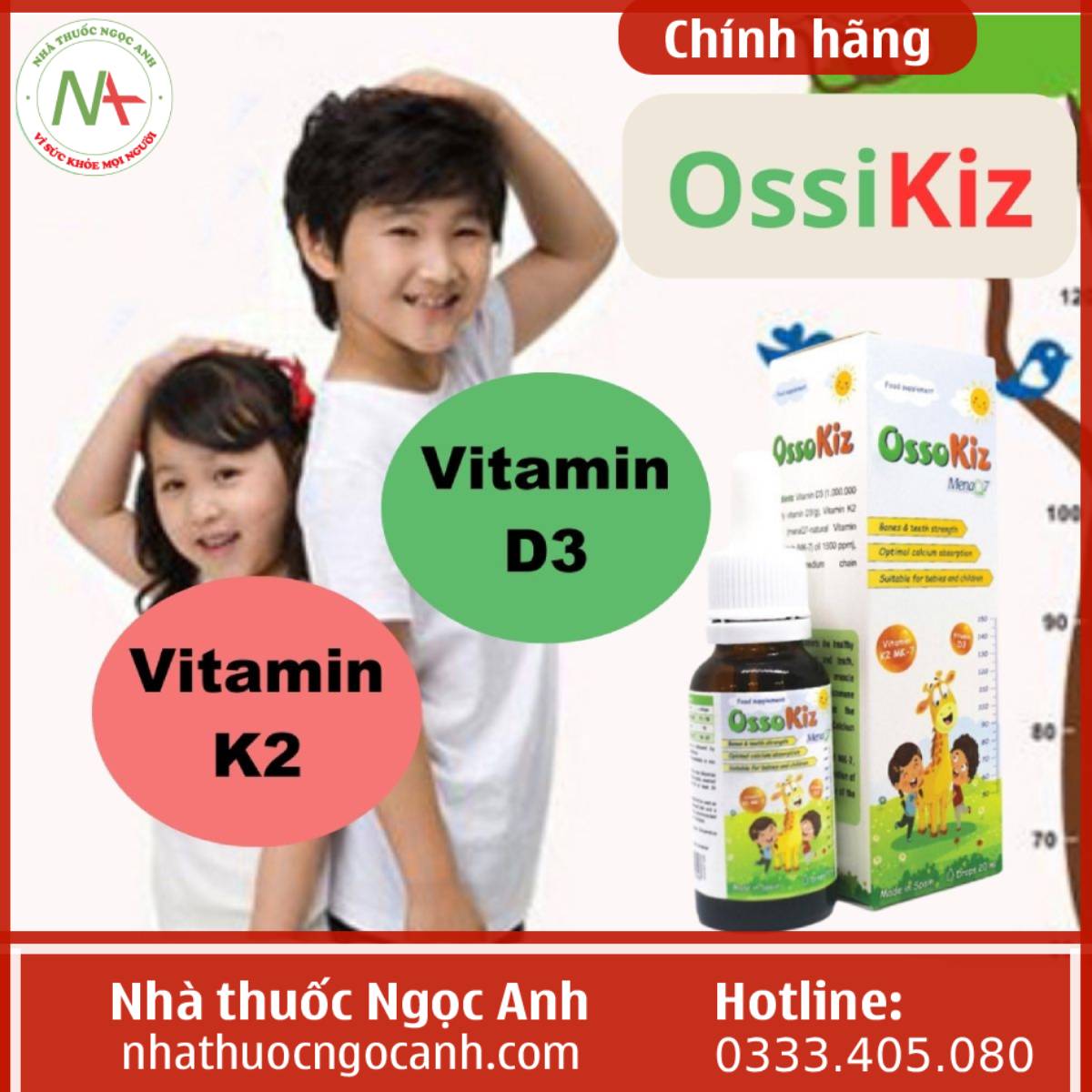 OssoKiz bổ sung vitamin D3K2