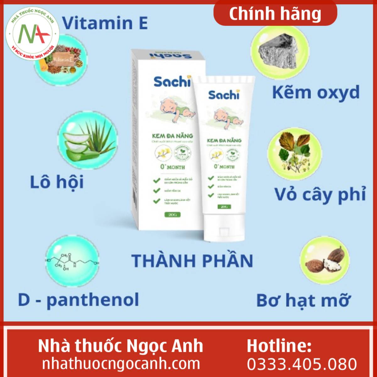 Thành phần trong Kem đa năng Sachi