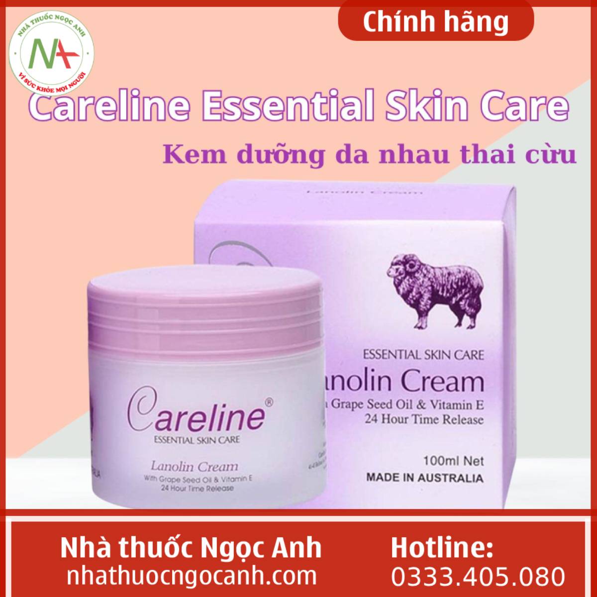 Careline Essential Skin Care (Tím) kem dưỡng da nhau thai cừu