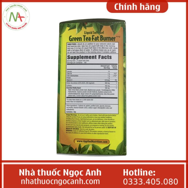 Thuốc giảm cân Green Tea Fat Burner có tốt không, giá bao nhiêu, mua ở đâu?