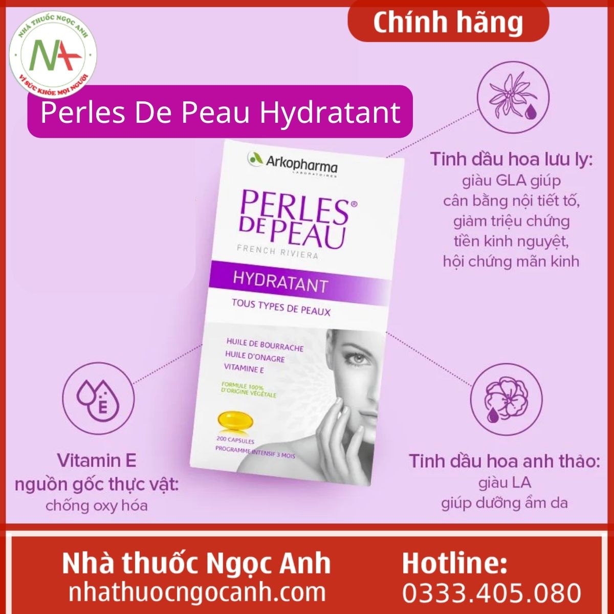 Perles De Peau Hydratant dưỡng da, điều hòa kinh nguyệt