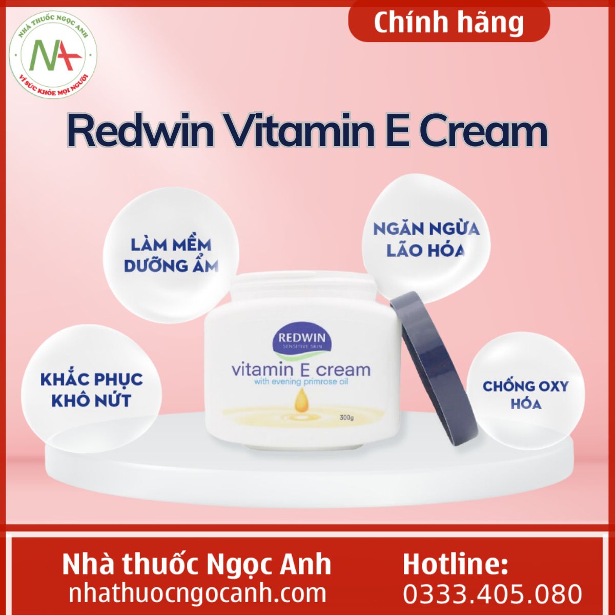 Redwin Vitamin E Cream dưỡng ẩm, chống lão hóa