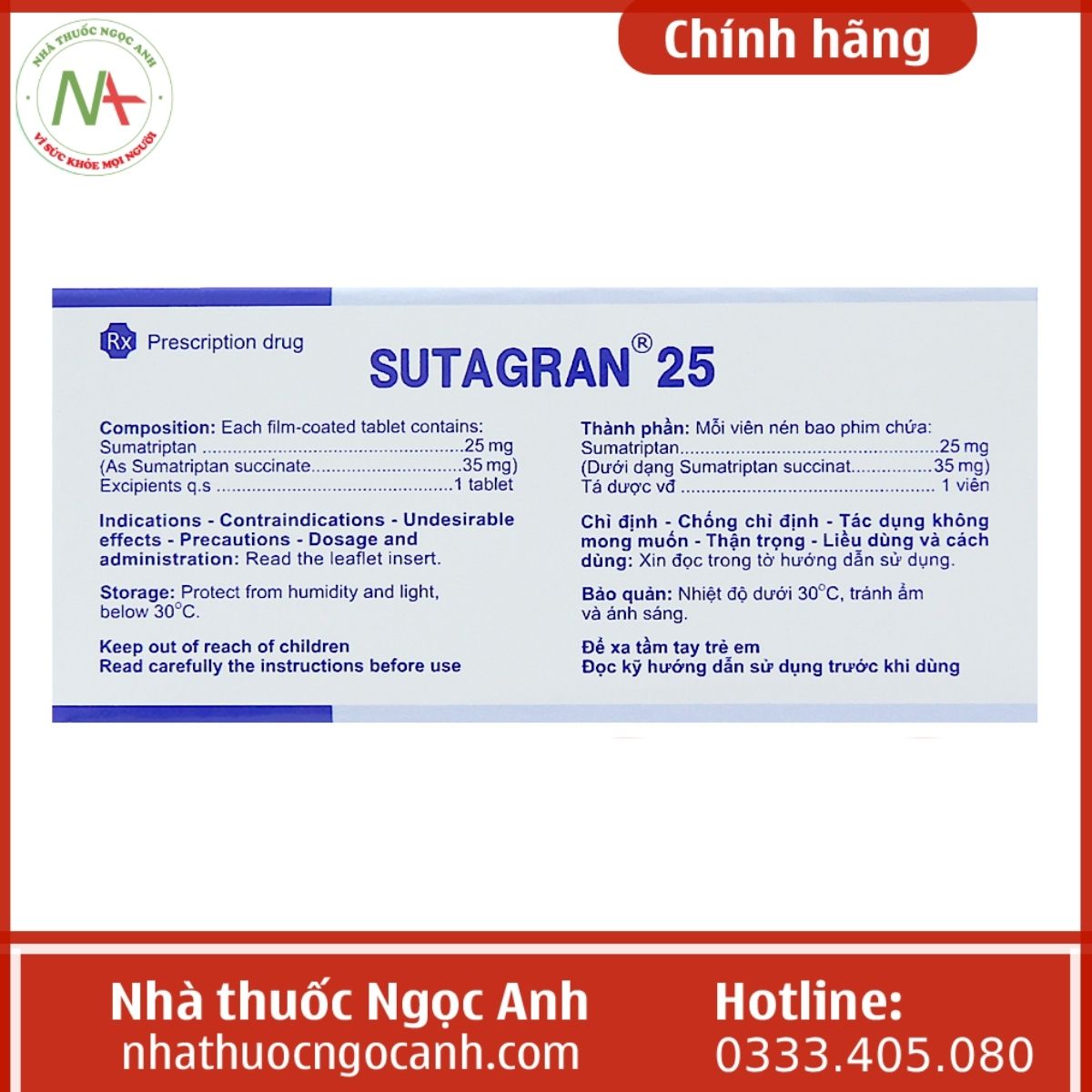 Sutagran 25 trị đau nửa đầu