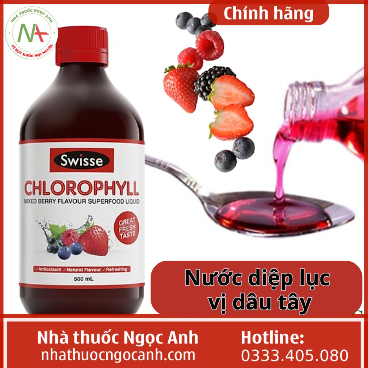 Nước diệp lục Swisse Chlorophyll Mixed Berry