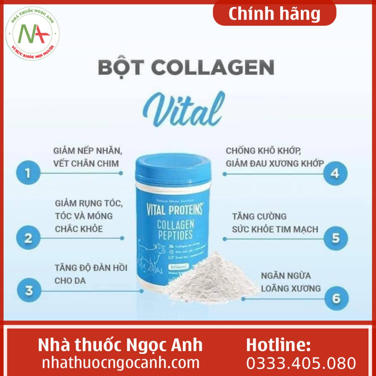 Công dụng của Vital Proteins Collagen Peptides Unflavored