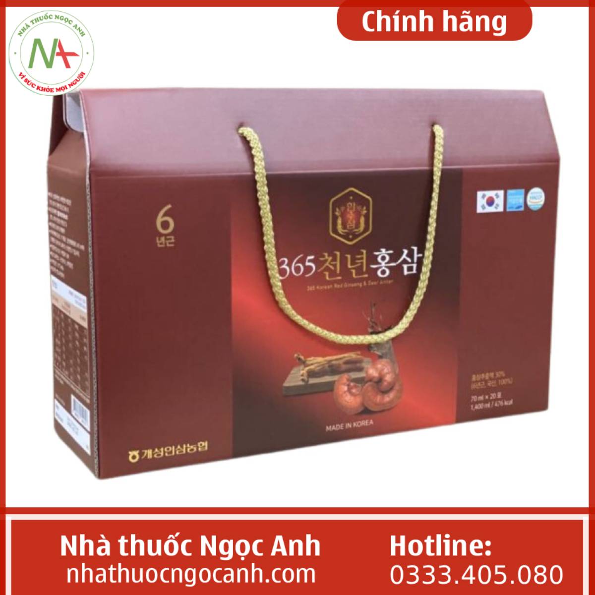 Thành phần của Hồng sâm nhung hươu linh chi 365 Hàn Quốc gói 70ml