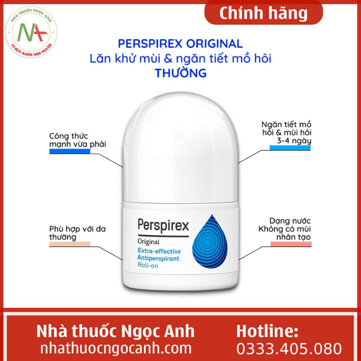 Những ưu điểm của Perspirex Original Antiperspirant Roll-On 20ml
