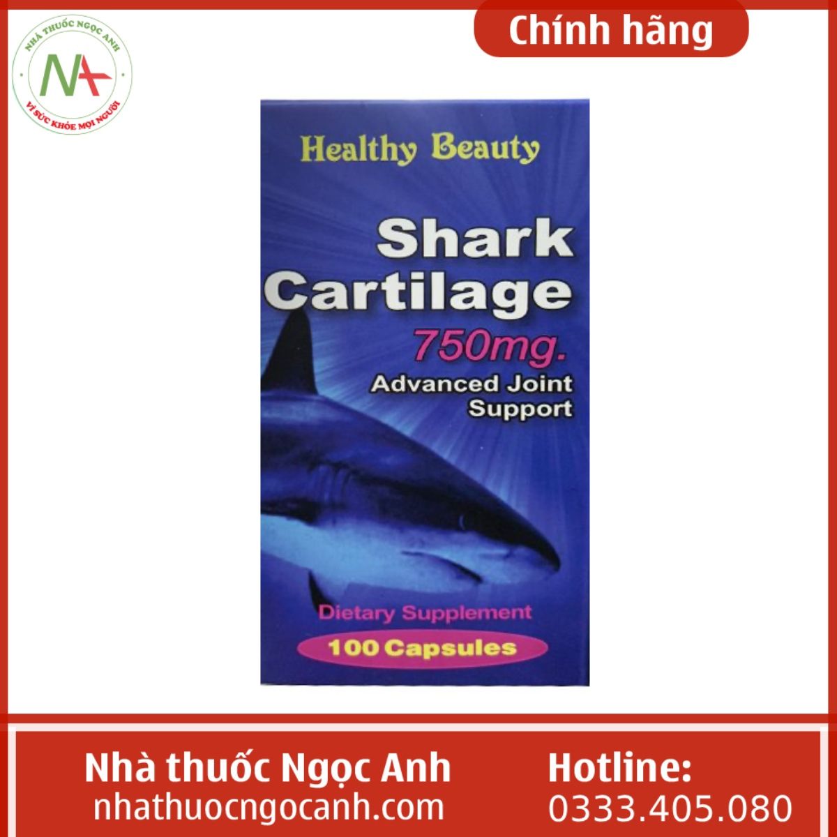 Sụn cá mập Shark Cartilage 750mg Healthy Beauty cách dùng, giá bao ...