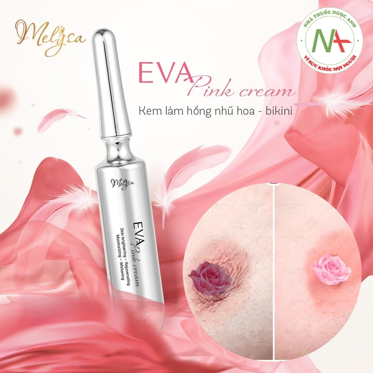 Melysa Eva Pink Cream giúp làm hồng nhũ hoa và vùng kín