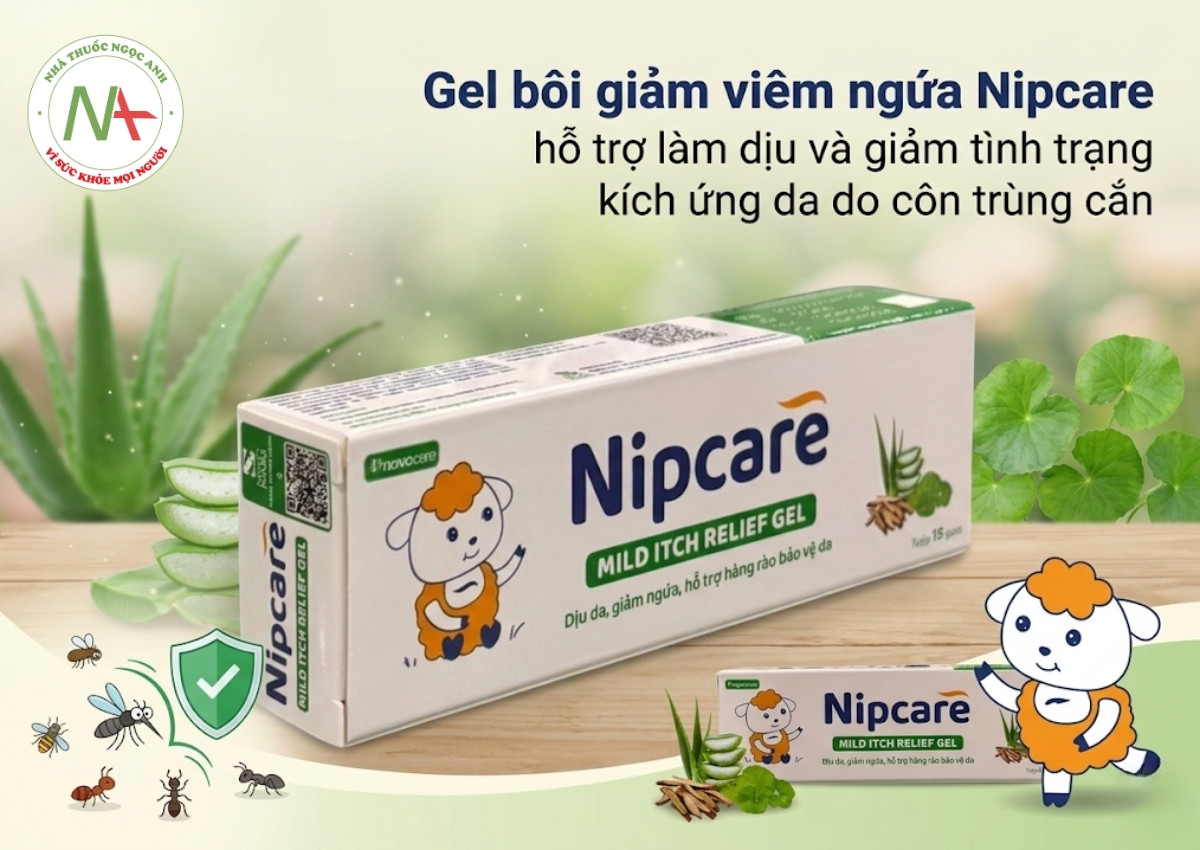 Gel bôi giảm viêm ngứa Nipcare 3 Gel bôi giảm viêm ngứa Nipcare làm dịu và giảm tình trạng dị ứng do côn trùng