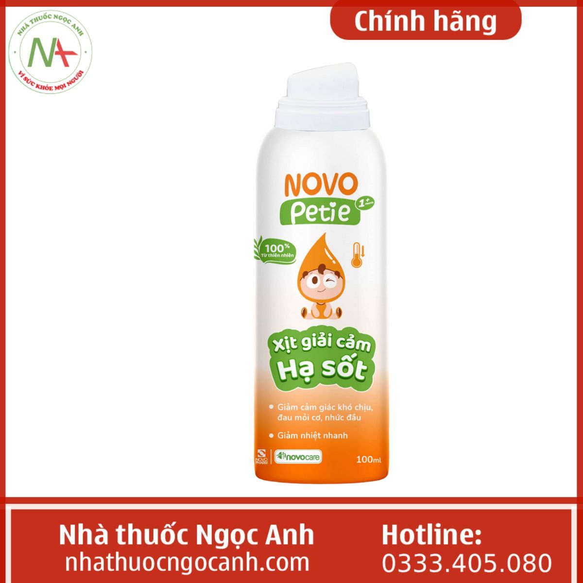 Novopetie xịt giải cảm hạ sốt 1 month+