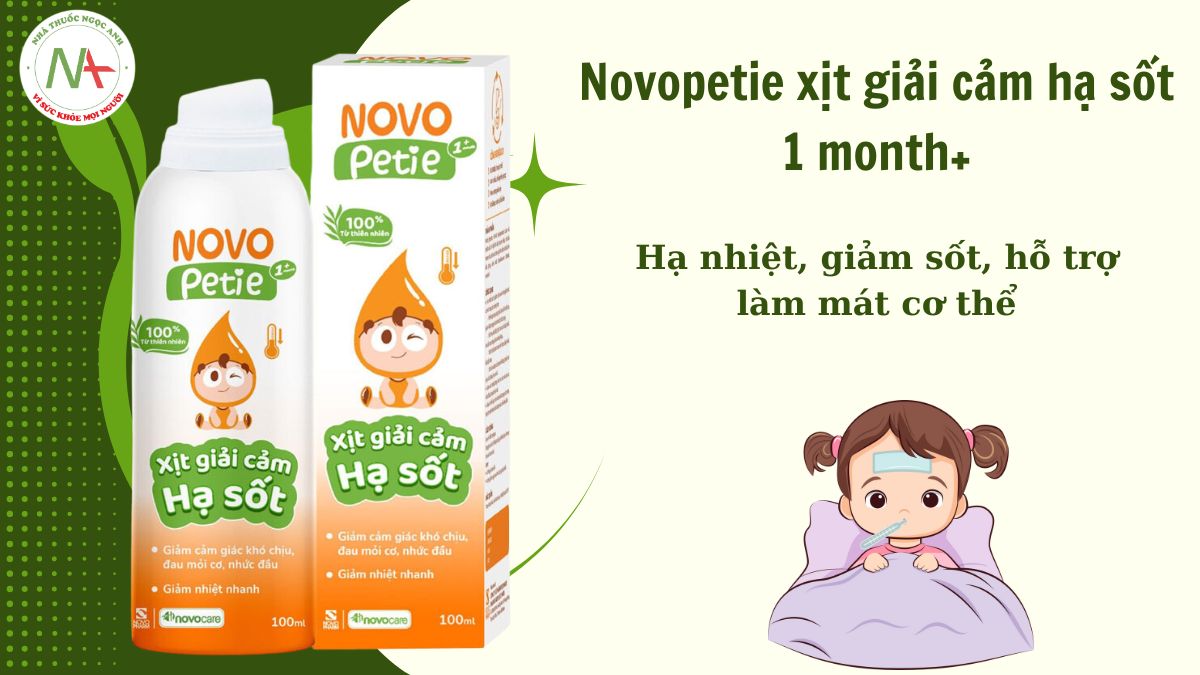 Novopetie xịt giải cảm hạ sốt 1 month+