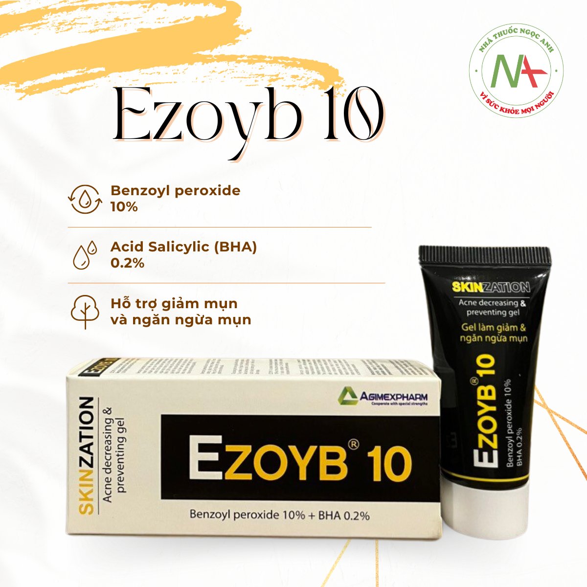 Gel Ezoyb 10 hỗ trợ giảm mụn và ngừa mụn