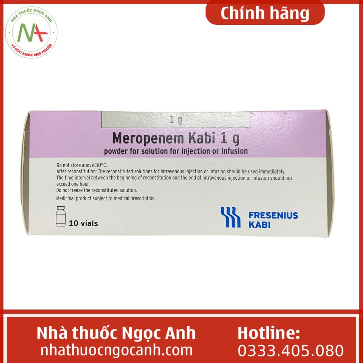 Thuốc Meropenem Kabi 1g tác dụng chính, tác dụng phụ, giá bao nhiêu