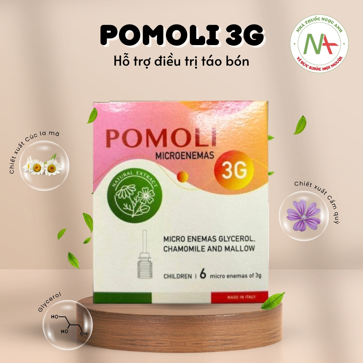 Pomoli 3g hỗ trợ điều trị táo bón