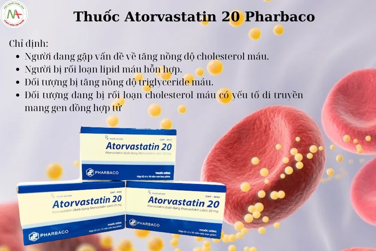 Công dụng - chỉ định thuốc Atorvastatin 20 Pharbaco