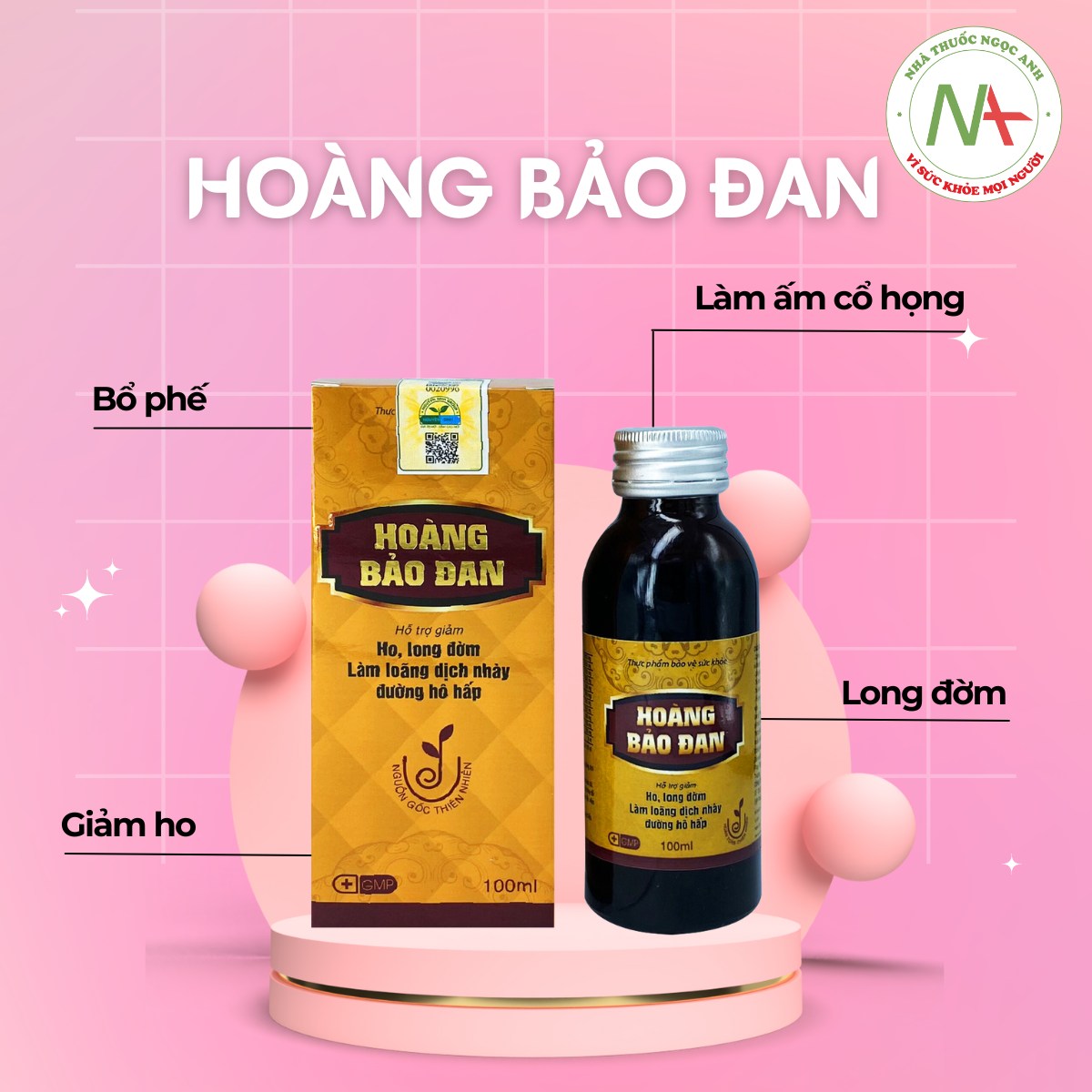 Hoàng Bảo Đan hỗ trợ bổ phế, giảm ho, làm ấm cổ họng và long đờm