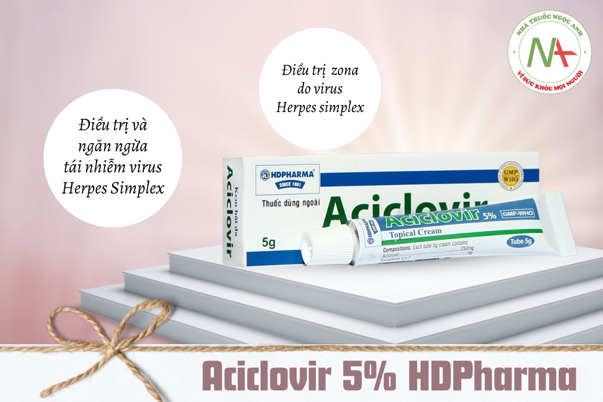 Thuốc Aciclovir 5% HDPharma điều trị nhiễm virus Herpes simplex trên da và niêm mạc