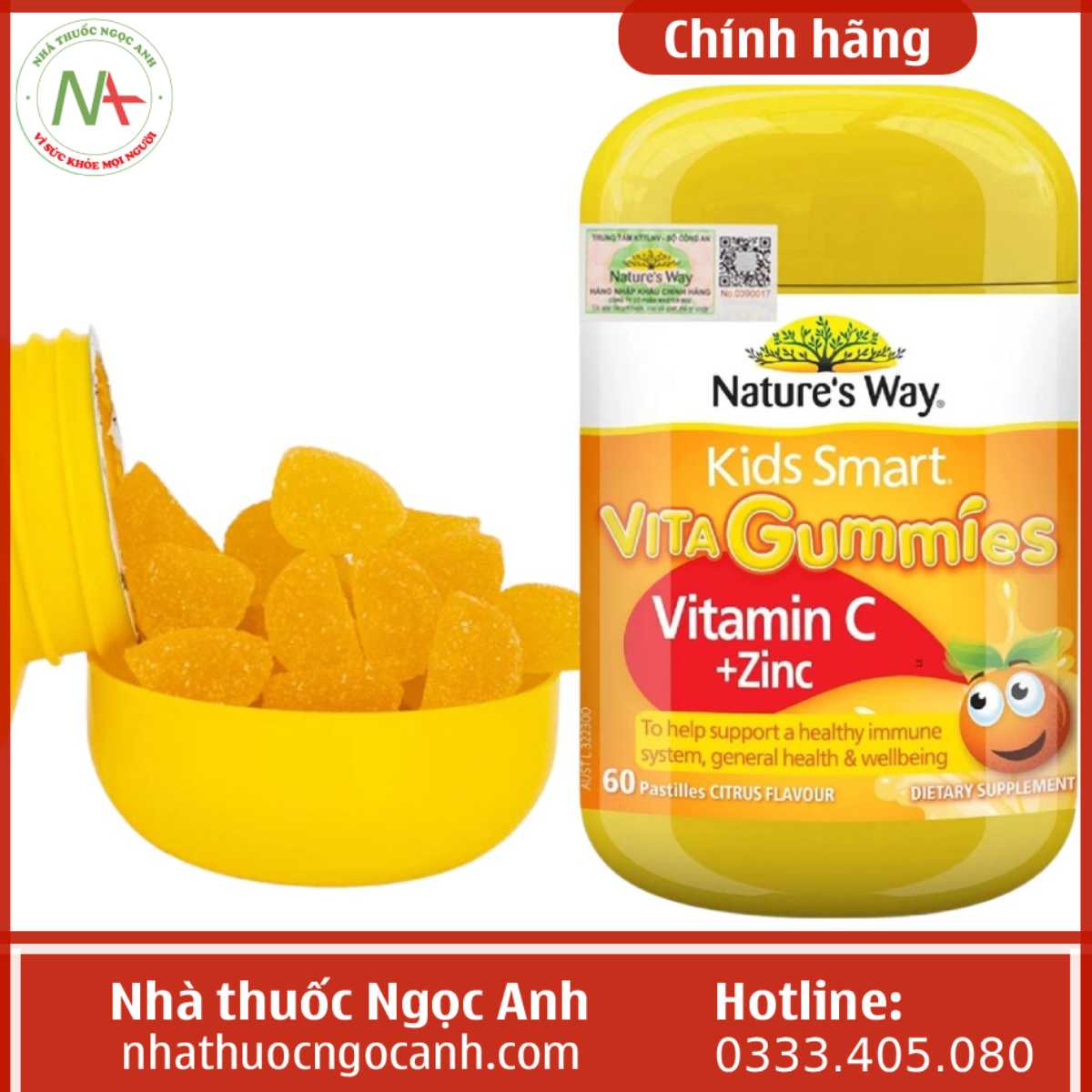 Kẹo dẻo Nature's Way Kids Smart Vita Gummies Vitamin C + ZinC