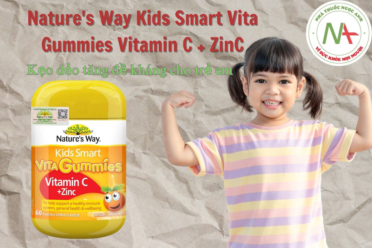 Kẹo dẻo Nature's Way Kids Smart Vita Gummies Vitamin C + ZinC giúp tăng sức đề kháng cho trẻ