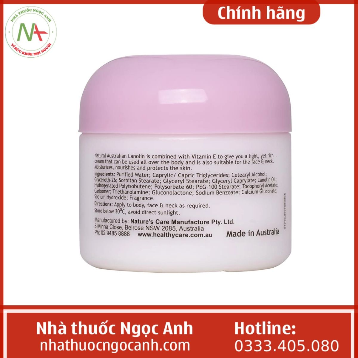 Healthy Care Lanolin Cream With Vitamin E 100g