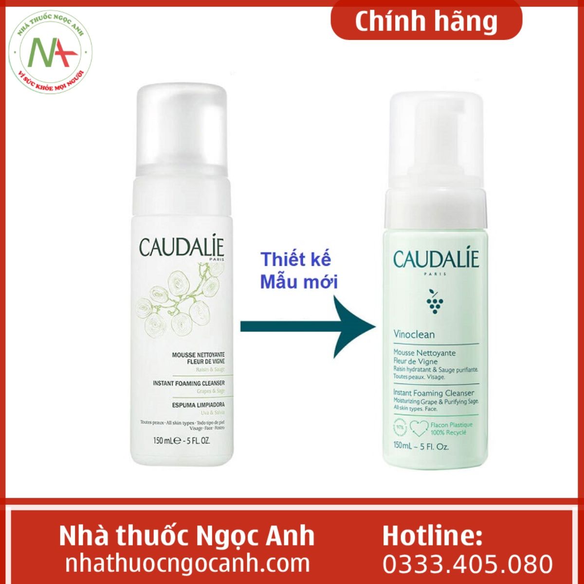 Sữa rửa mặt dạng bọt Caudalie 150ml