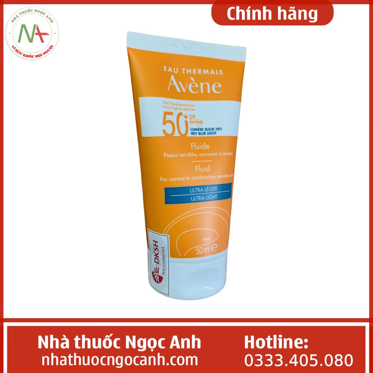 Kem chống nắng Avene Ultra Light Fluid SPF50+